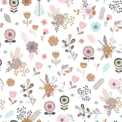 Acrylic prints Floral pattern Childish seamless vector pattern with cute flowers in cartoon style. Creative vector childish background for fabric, textile.