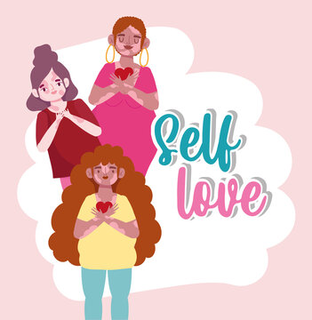 young women with vitiligo cartoon character self love