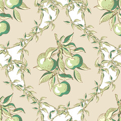 Seamless Pattern of Apple Damask 