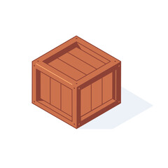 Wooden isometric box for cargo and shipping or warehoue concept.