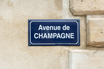 Straßenschild Avenenue de Champagne in Épernay