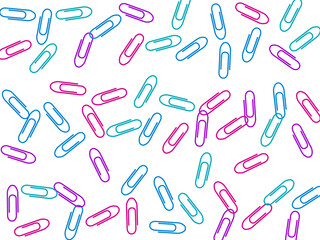 Stationary paperclips isolated on white background