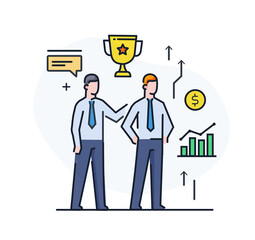 Equal opportunities, protection of rights. Activist, businessman, volunteer. Flat illustration Icons infographics. Landing page site print poster. Eps vector.