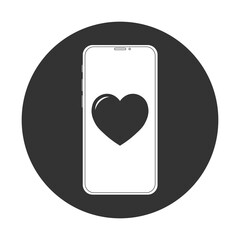 Simple illustration of phone with heart icon for St. Valentines Day