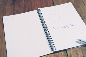 Write a love on the book to your lover on Valentine's Day.