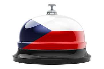 Reception bell with Czech flag, 3D rendering