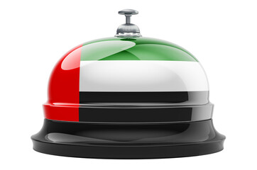 Reception bell with the UAE flag, 3D rendering
