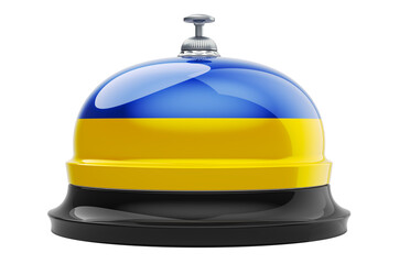 Reception bell with Ukrainian flag, 3D rendering