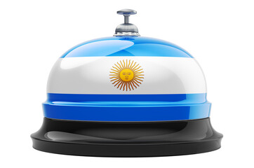 Reception bell with Argentinean flag, 3D rendering