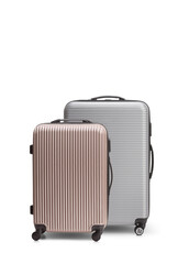 Fototapeta premium Silver ang gold rose suitcases with wheels