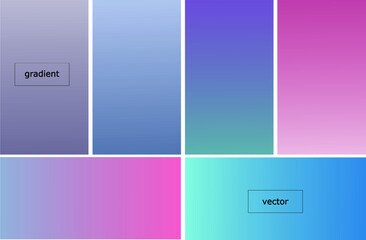 Gradient vector backgrounds set. Collection of cold colors green and blue shades gradients. Abstract smoot color blend designs