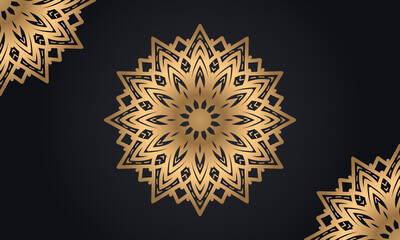 Luxury ornamental mandala vector background in black and golden color.