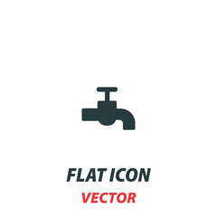 Faucet icon in a flat style. Vector illustration pictogram on white background. Isolated symbol suitable for mobile concept, web apps, infographics, interface and apps design