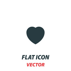 Heart Love Valentine's Day icon in a flat style. Vector illustration pictogram on white background. Isolated symbol suitable for mobile concept, web apps, infographics, interface and apps design