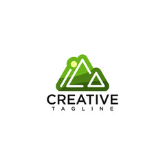 Nature logo with mountain style design vector