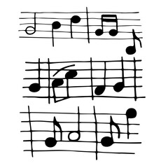 Vector illustration of a note. An object, linear representation of a musical note. Isolated picture in the doodle style.