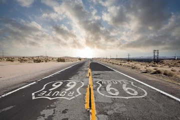 Foto op Plexiglas Damaged portion of old route 66 in the California Mojave Desert. © trekandphoto