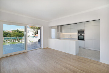 Modern kitchen with white cabinets 