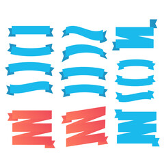 Fototapeta premium Glossy waving ribbon banners labels. Banner ribbon vector set