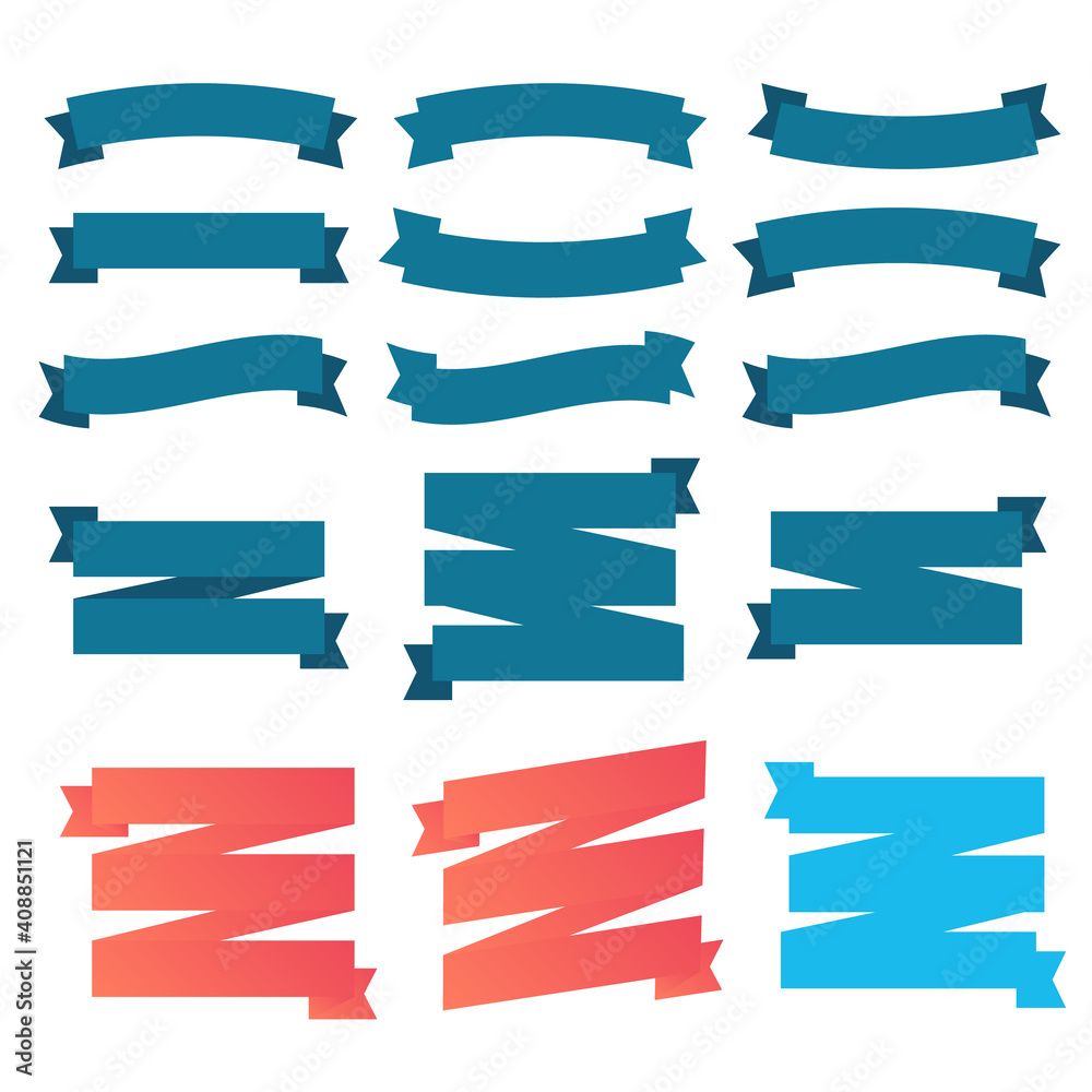 Wall mural set of ribbons for anniversary. banner ribbon vector