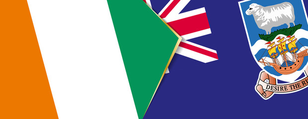 Ivory Coast and Falkland Islands flags, two vector flags.