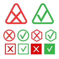 Yes and no accept. Approve sign. Check and choice icons