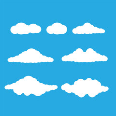 Vector cartoon clouds. Set of white clouds vector