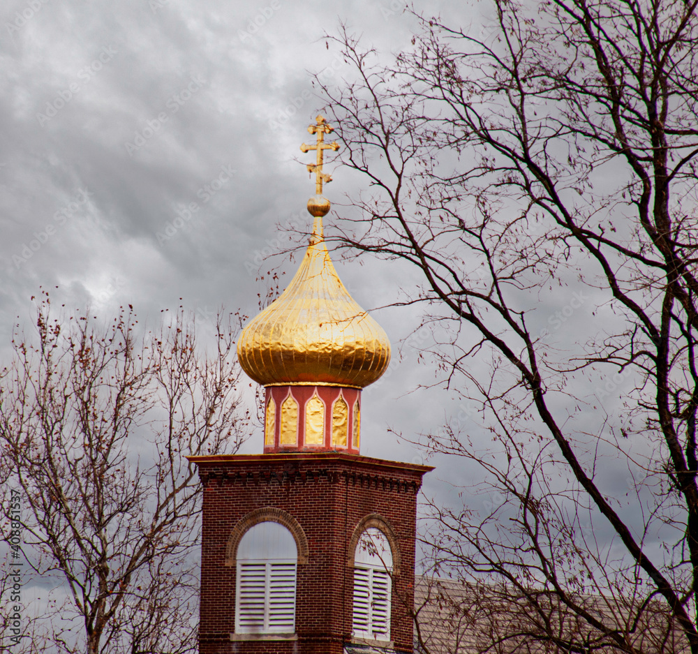 Wall mural Church tower