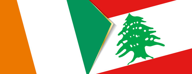 Ivory Coast and Lebanon flags, two vector flags.
