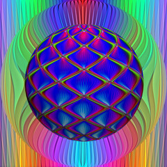 Blue mirror ball on the background. Perspective Lights the oval.Magic lighting effect.