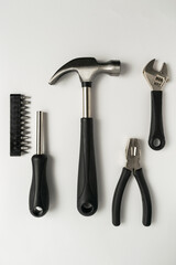 workshop tools on white background