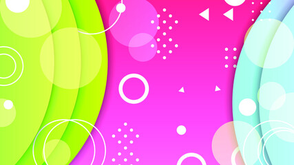 Abstract Colorful Gradient Background With Color Geometric Figures Different Shapes And White Line Vector Design Style