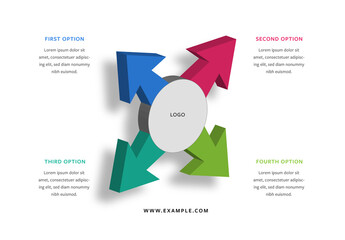 Four Directional Infographic Layout with 3D Arrows