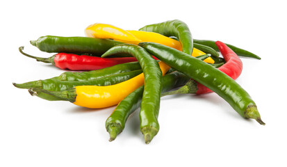 Small peppers isolated on a white background. View from another angle in the portfolio.