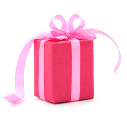 Pink gift box with pink ribbon.