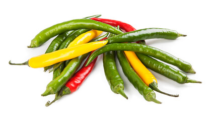 Small peppers isolated on a white background. View from another angle in the portfolio.
