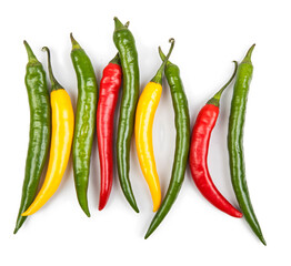 Small peppers isolated on a white background. View from another angle in the portfolio.