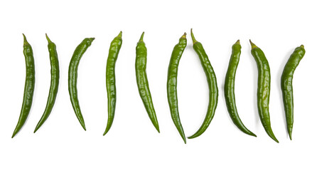 Small peppers isolated on a white background. View from another angle in the portfolio.