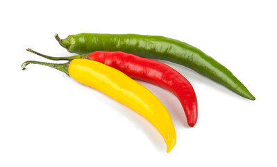 Small peppers isolated on a white background. View from another angle in the portfolio.