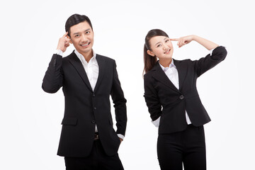 Young business man and woman