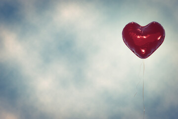 Fototapeta na wymiar Walentynki Serce balon niebo tlo