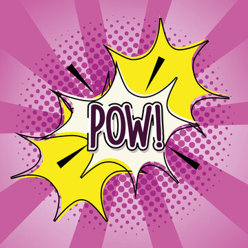 pop art pow lettering explosion comic halftone and sunburst background