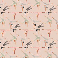 Sports women exercising legs raised. Vector background.