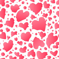 Happy Valentines day seamess pattern. Heart abstract surfcae desing. Vector hand drawn texture pink color illustration isolated on white background. - 408860754