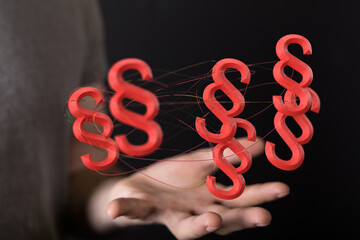 Law paragraph digital hologram background 3D rendering