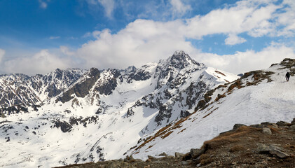Fototapeta premium Snowy mountains and Zacopane ski resort, Poland.