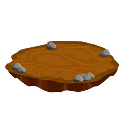 Dry land steppes and deserts. element of game and background. Brown floor. Cartoon illustration. Platform to the ground. Dirt and dust