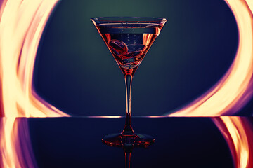 glass of champagne on dark background - 408861576