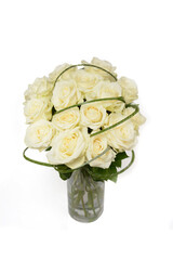 Bouquet of flowers in the box isolated on white background