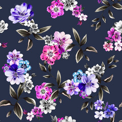 Seamless abstract flowers pattern, floral print.